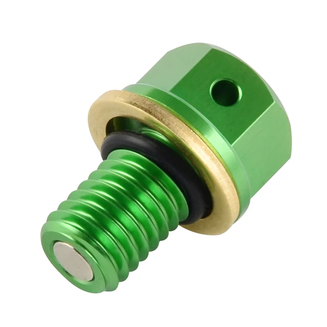 M10xP1.5 Magnetic Oil Drain Plug Bolt For Kawasaki KX 60 65 80 100 125 250 KX250F KX450F KLX250 300 KDX200 220 175 green