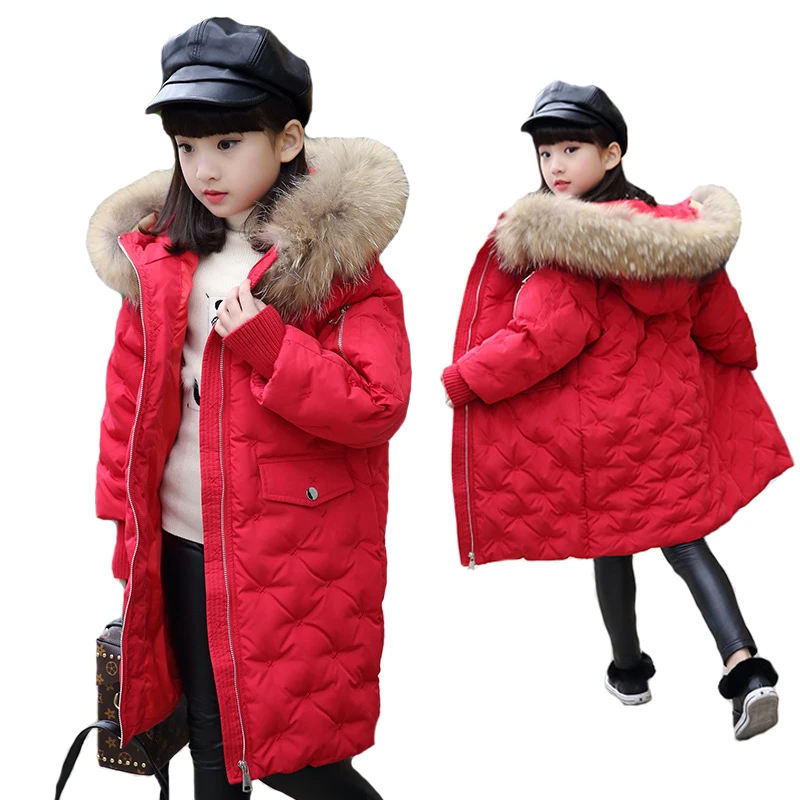 

Cold Winter Jacket New 2018 Fashion Girl Winter Down Jackets Raccoon Fur Children Coats Warm Baby Thick Kids Outerwear