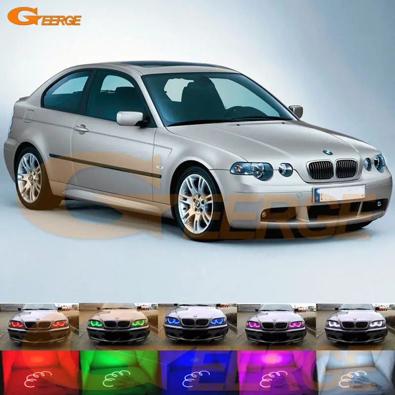 For BMW E46 3 Series Compact 2001-2005 Excellent Angel Eyes Multi-Color Ultra bright RGB LED Angel Eyes kit Halo Rings for chrysler voyager grand voyager 2005 2006 2007 excellent ultra bright rgb multi color led angel eyes halo rings led light