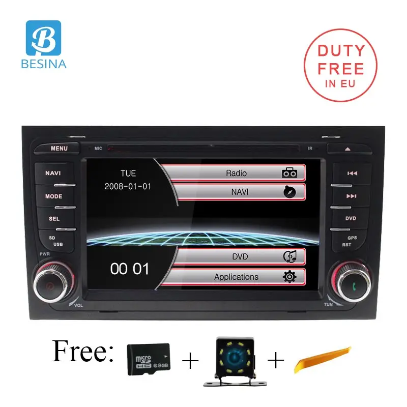 

Besina Car DVD Player For AUDI A4 2002-2008 2 Din Car Radio GPS Navigation Stereo Multimedia Steering wheel Control Canbus RDS