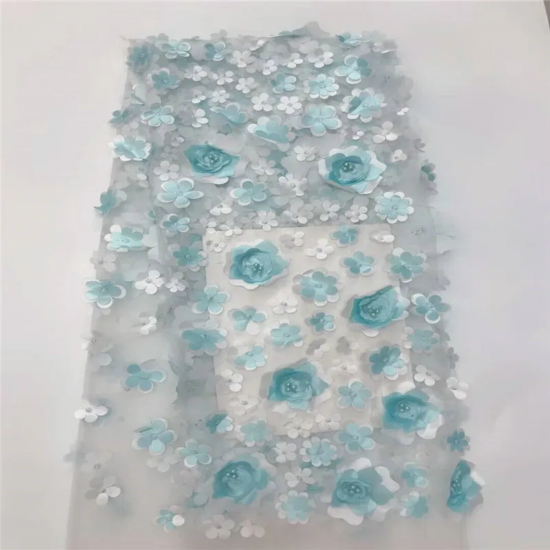 

2018 Choice African 3D lace fabric with beads of fine quality prevailing beaded lace fabric for graceful dress A780-2
