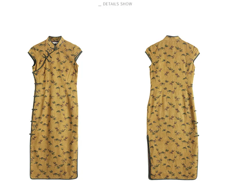 LZJN Oriental Style Dresses Qipao Women Traditional Dress Chinese Cheongsam Long Chinese Dress Modern Qipao Cotton Linen Dress (20)