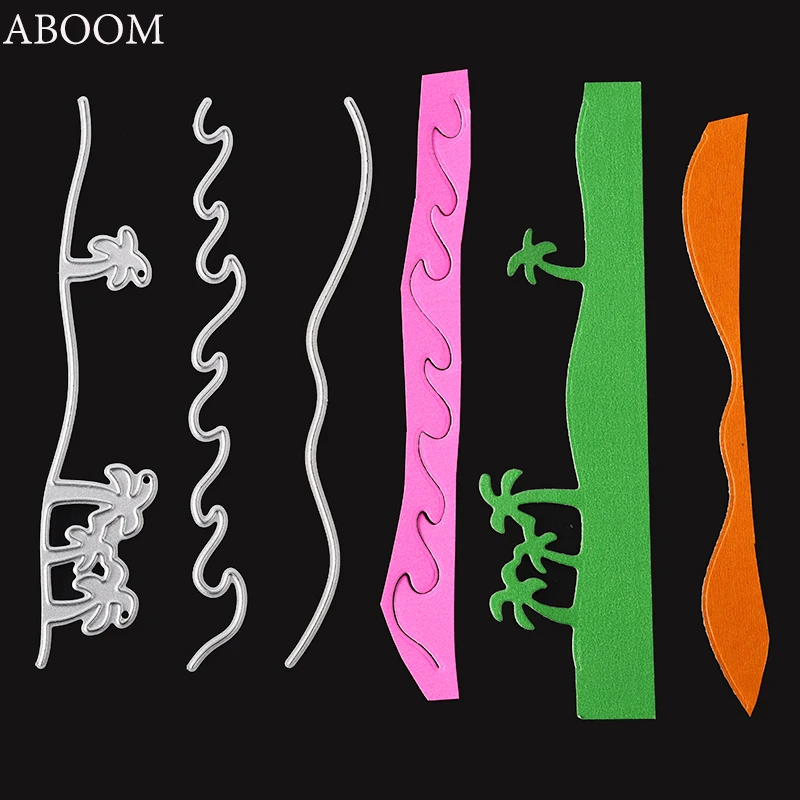 

ABOOM 3PCS/Set Beach Coconut Tree Cutting Dies Stencils For DIY Scrapbooking Embossing Card Album Cutting Dies Template