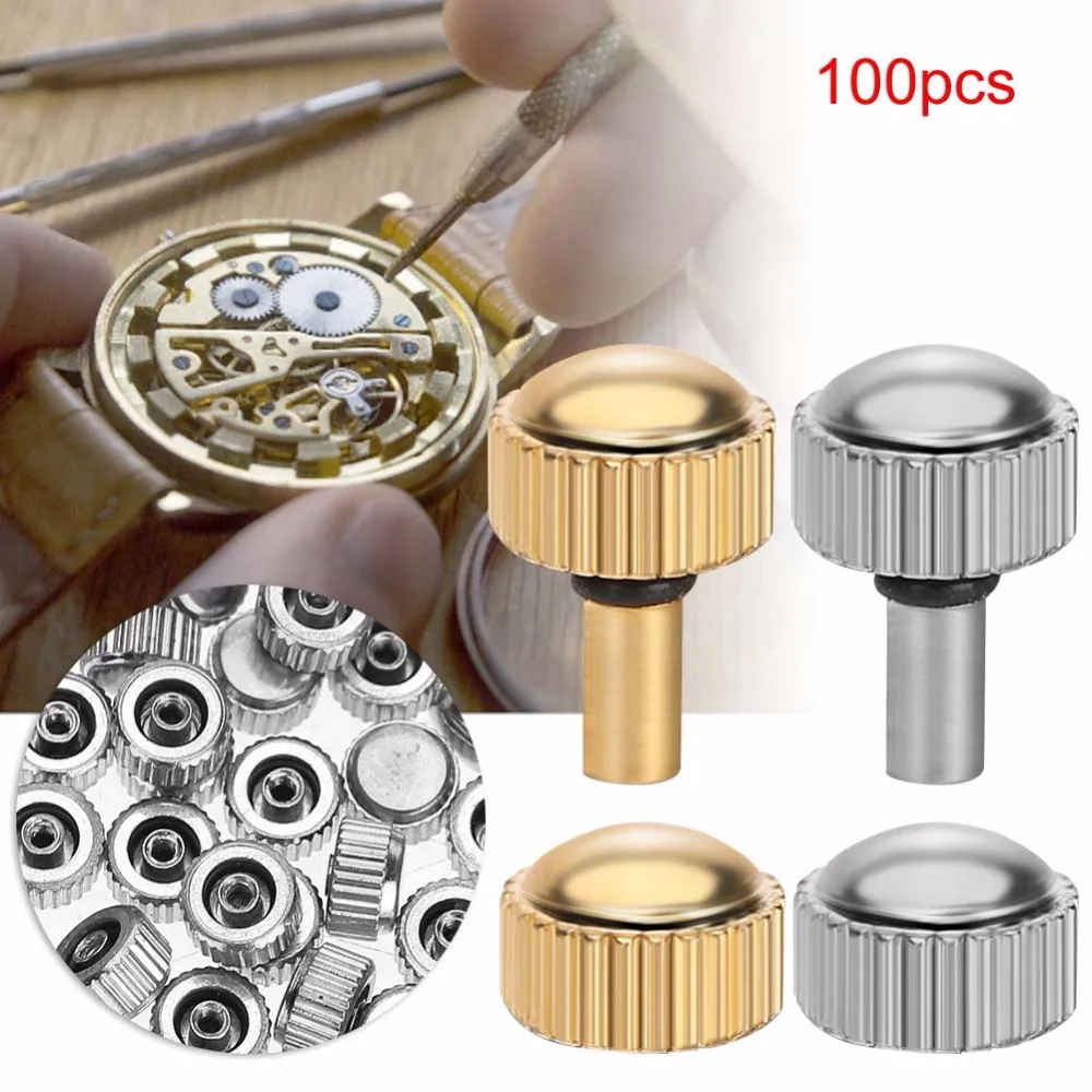 

Professional 100pcs Waterproof Watch Crown Parts Replacement Assorted Watch Parts Accessories Repair Tool Kit For Watchmaker