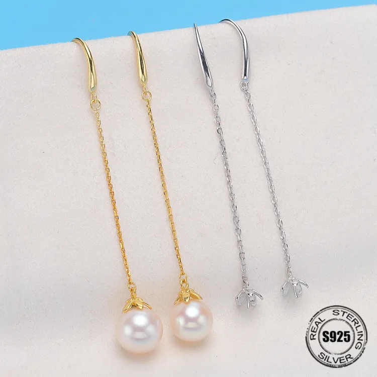 

2018 Natural Freshwater Round Pearl Earring 100% 925 Sterling Silver Real Genuine Cultured Earrings For Wedding Woman
