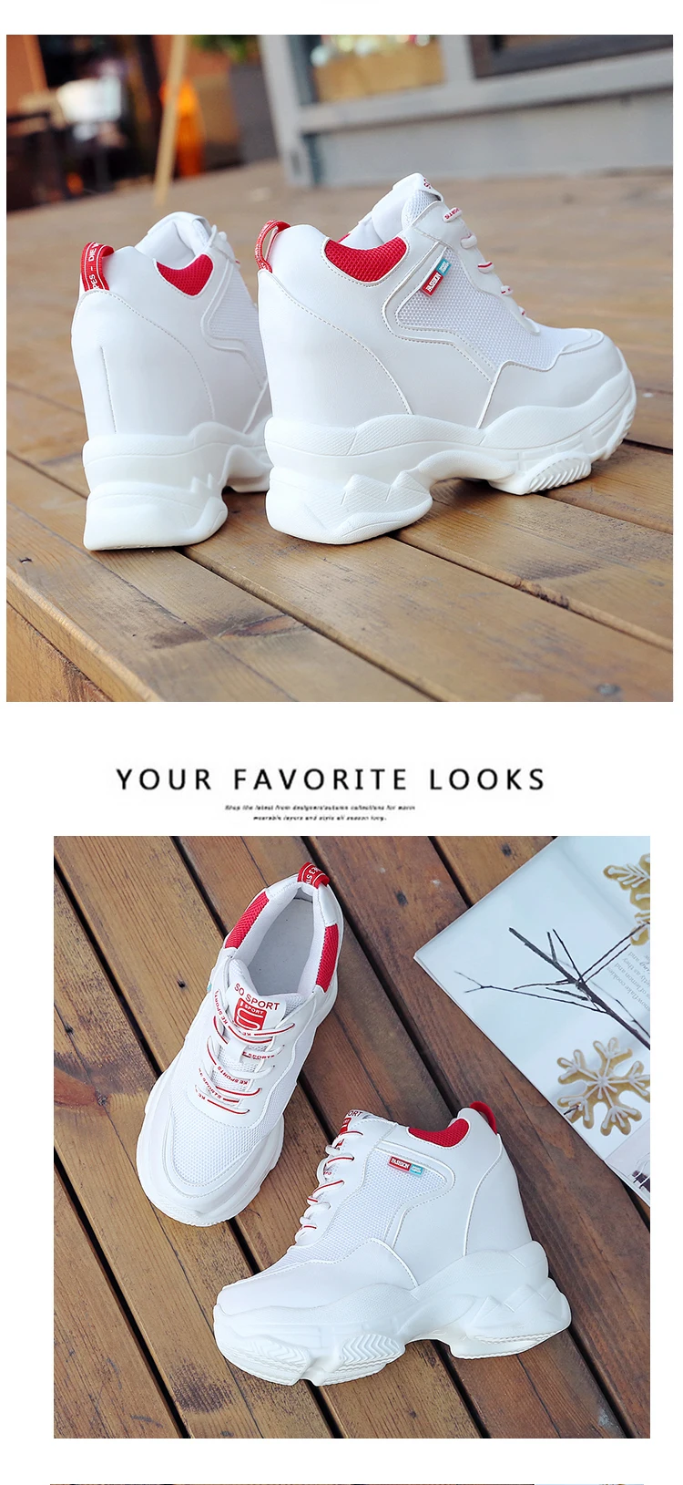 spring autumn fashion platform shoes casual sweet sports shoes shallow mouth Femmes Height Increase Shoes White mujer