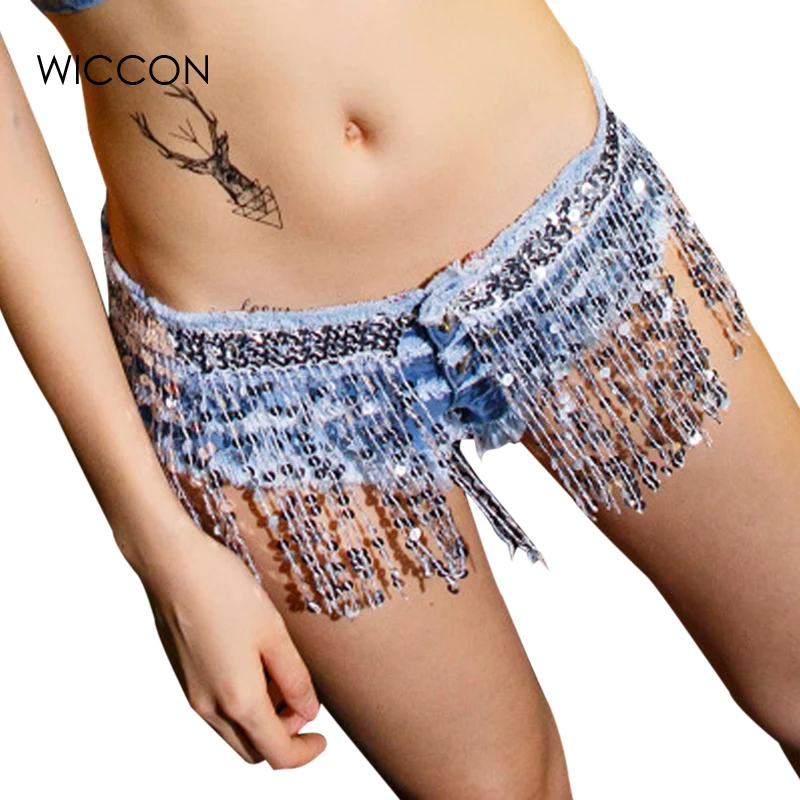 Pole dancing Sexy Women's summer Shorts dangling Jeans denim Micro Mini