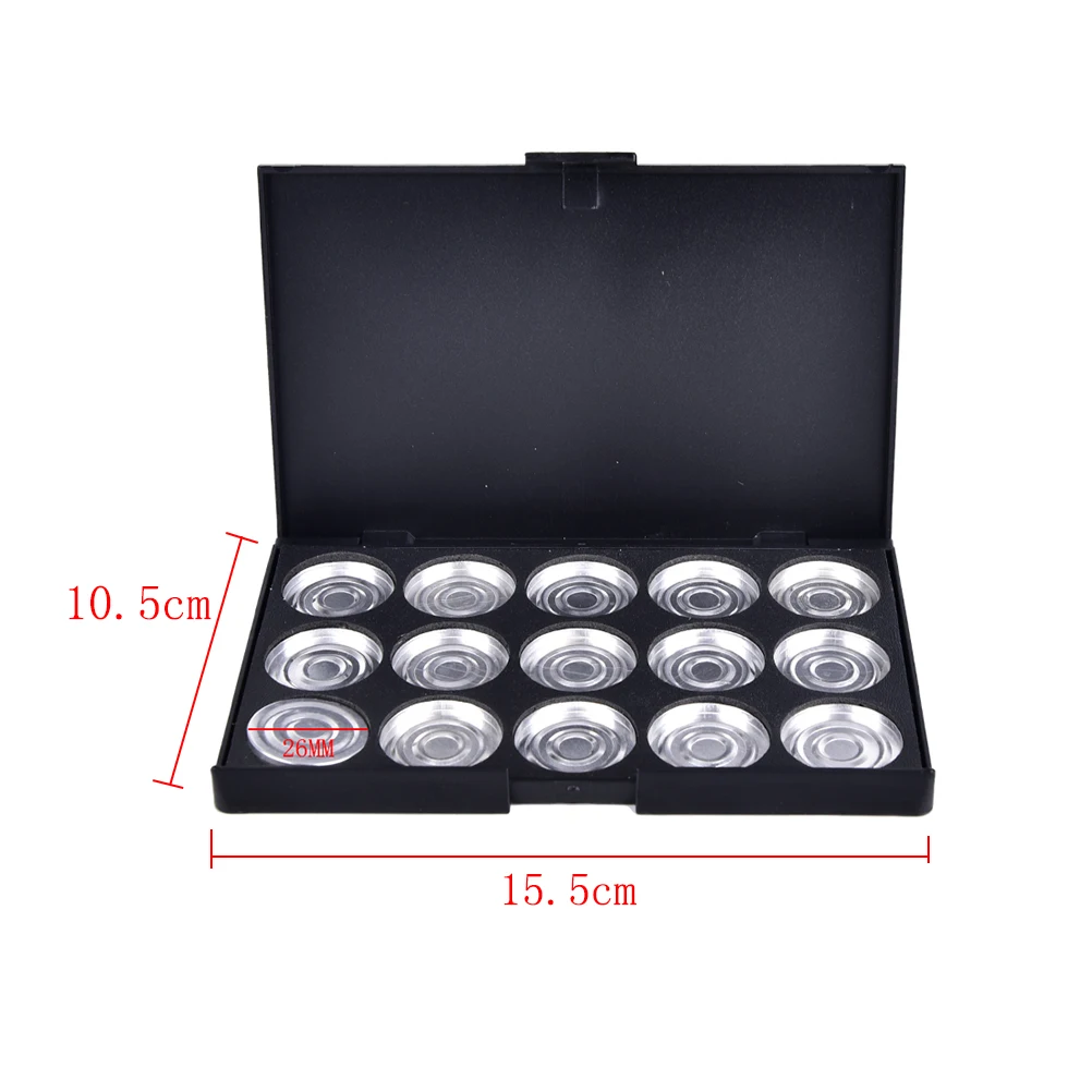 

1Pc Palette+15 x Pans Makeup Eyeshadow Palette 15 holes Eye Shadow Case Aluminium pans for eye shadow