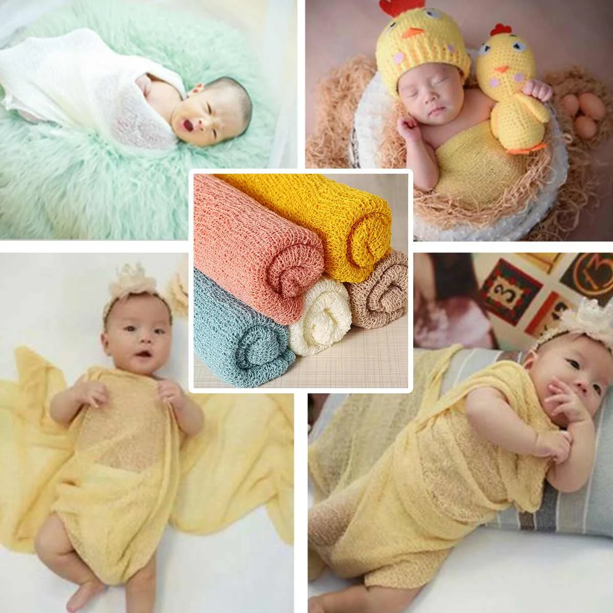 Новорожденный ребенок полный месяц изображение фотоаппарата Prop Kniting Twist одеяло забивание длинный бампер фотографии обертывания корзина/Prop