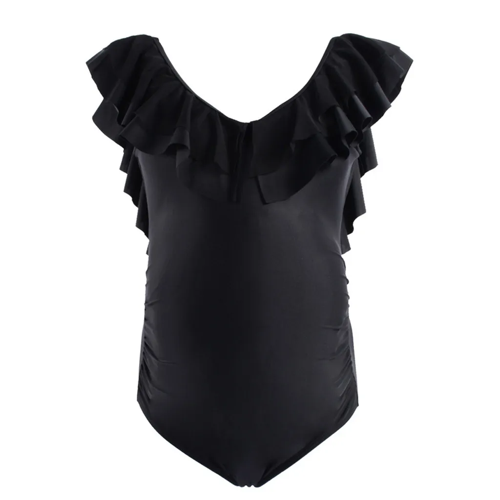 

2019 Summer Solid Ruffles Swimwear Women Pregnant Swimsuits of Large Sizes One Pieces Maternity Bathing Suits Swimming Costumes