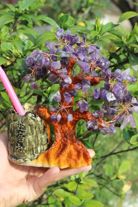 

The new beautiful 100% natural purple quartz crystal healing lucky tree