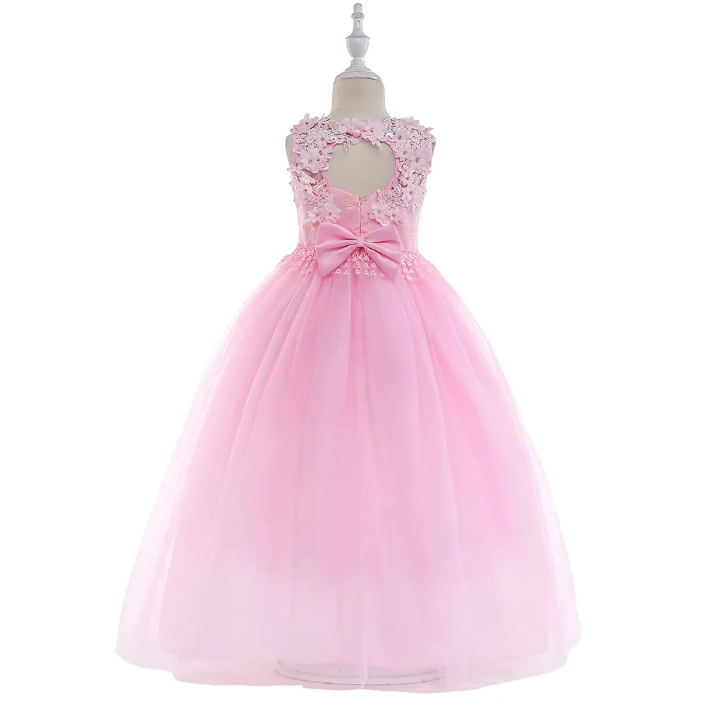 Детские платья для девочек; вечернее платье; коллекция года; летний детский костюм; элегантное платье принцессы; свадебное Dress4-14T с цветочным узором для девочек