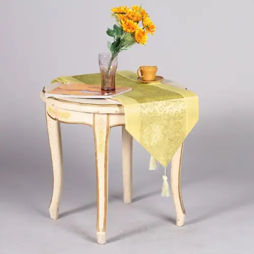 78 x 13 Inch Brocade Table Runner Antique Gold