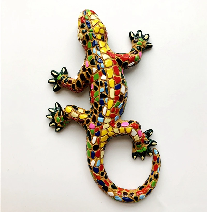 Ручной росписью испанский мозаика геккон ящерица 3D магниты на холодильник туристические сувениры холодильник магнитные наклейки подарок