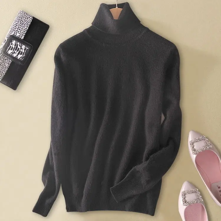 Кашемировый вязаный свитер для женщин, зимний свитер, пуловер для женщин размера плюс, джемпер, женские топы - Цвет: black