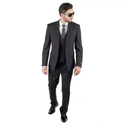 Изготовленный на заказ Новый приталенный лучший мужской пиковый черный лацкан мужские свадебные костюмы Жених костюмы (куртка + жилет +