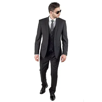 

Custom Made New Slim Fit Best Man Peak Black Lapel Groomsmen Men Wedding Suits Bridegroom Groom Suits (Jacket+Vest+Pants)