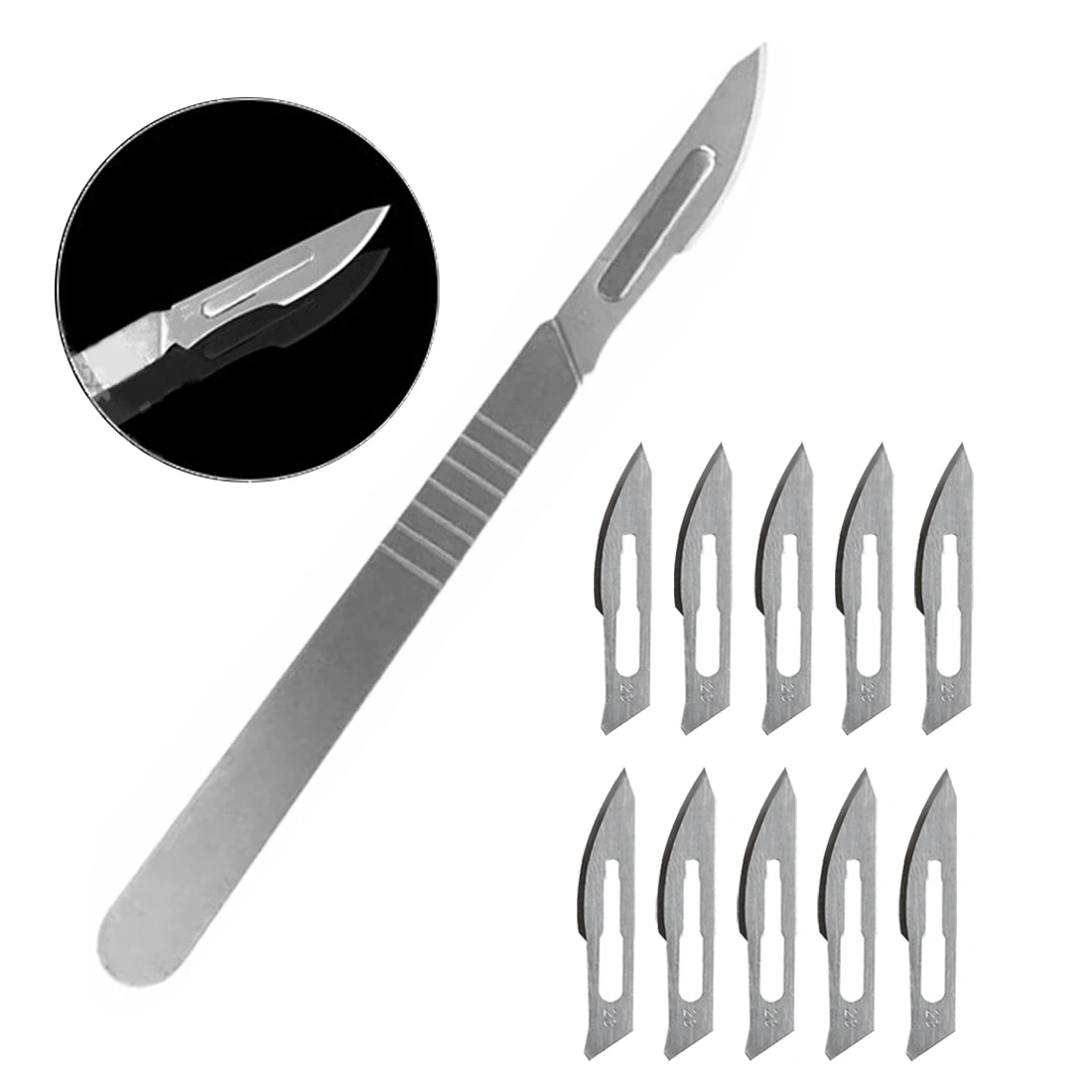 

Hand Tools 1 pcs Metal stainless Hilt and 10pcs Blades Knife Wood Paper Cutter Craft Pen Knives Engraving Knife PCB Phone Repair