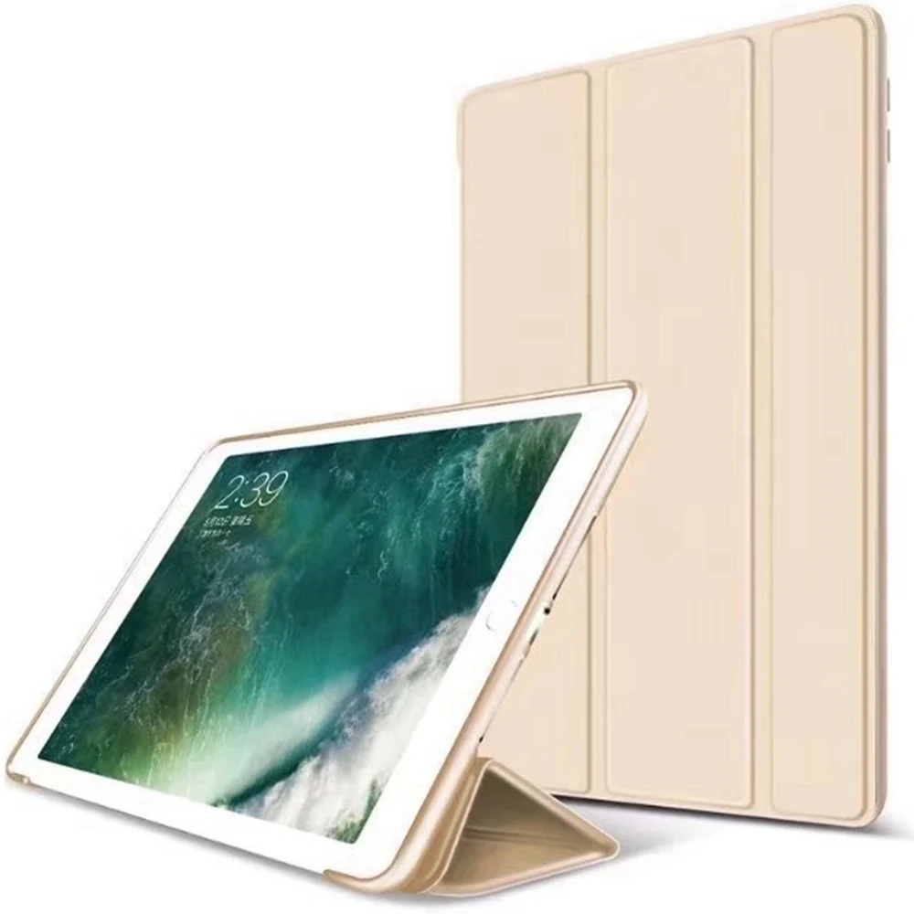 Coque для Apple ipad Air2/ipad 6 Чехол конфетный силиконовый мягкий цветной задний ТПУ и передний pu кожаный чехол 2 в 1 чехол для ipad 6 Чехол - Цвет: gold