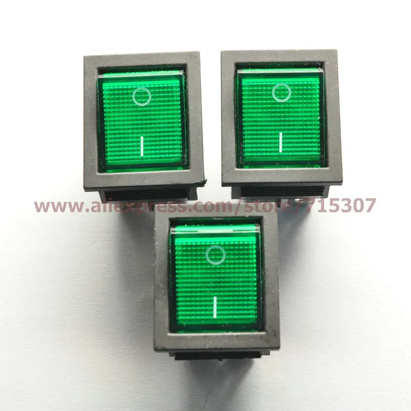 KCD4-202 on-off 6pins with light 16A 250V green