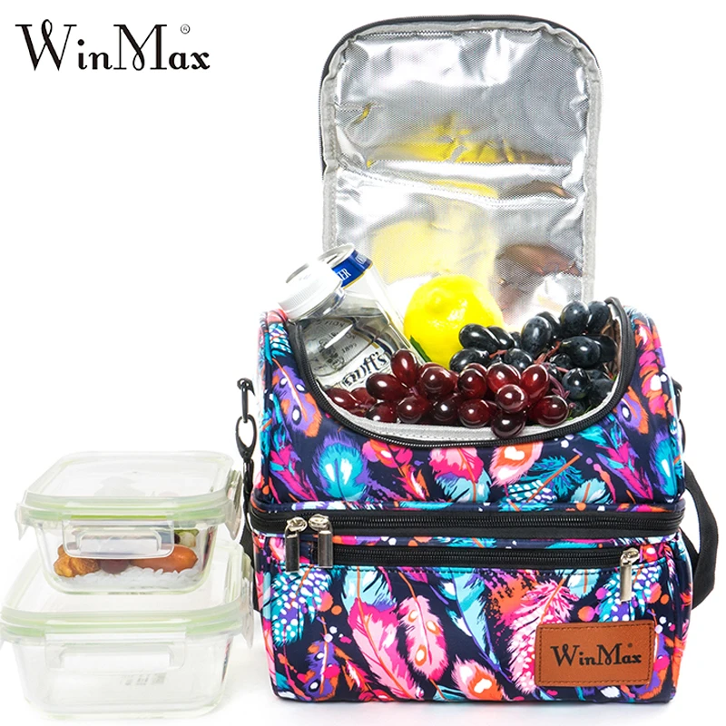 Winmax Теплоизоляционный Ланч-бокс из алюминиевой фольги, нейлоновый водонепроницаемый органайзер для фруктов для пикника, большая семейная сумка-холодильник