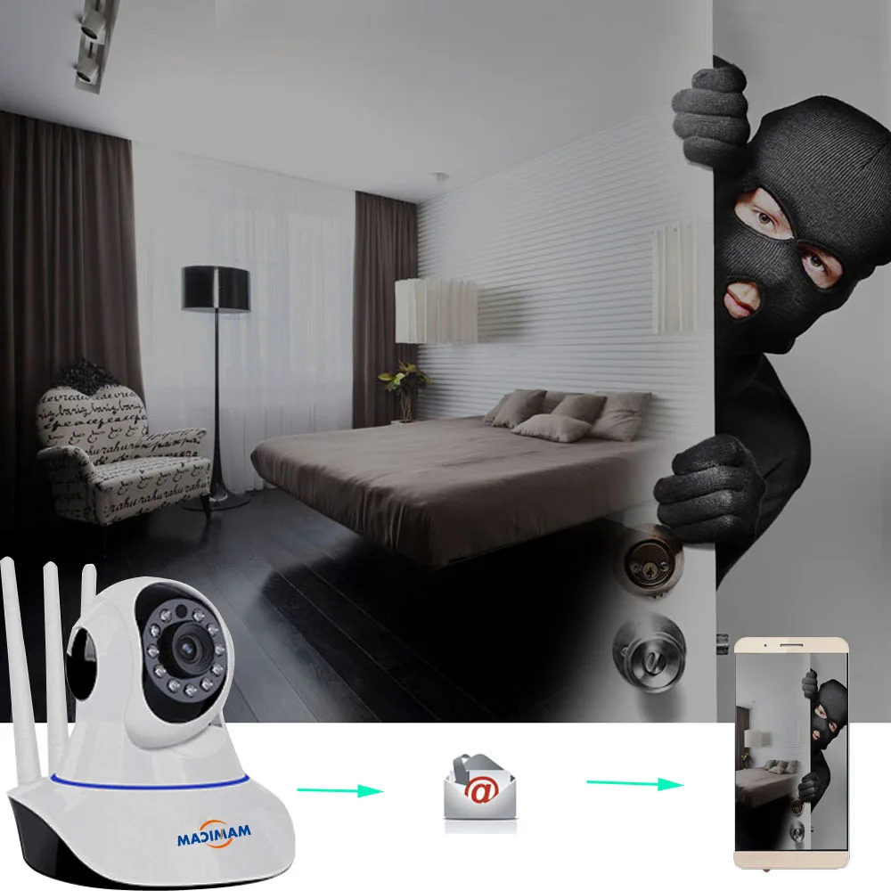  2MP WIFI IP Camera 1080P WiFi Wireless Surveillance Cameras P2P Security CCTV Network PTZ Cam 3 Ant - 32998359462