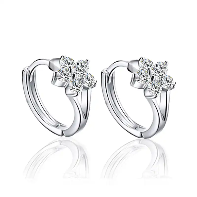 2017 Бесплатная доставка Jewelry 925 серебро лепестки слегка декор циркон серебряные серьги хан издание лепестки циркон серьги