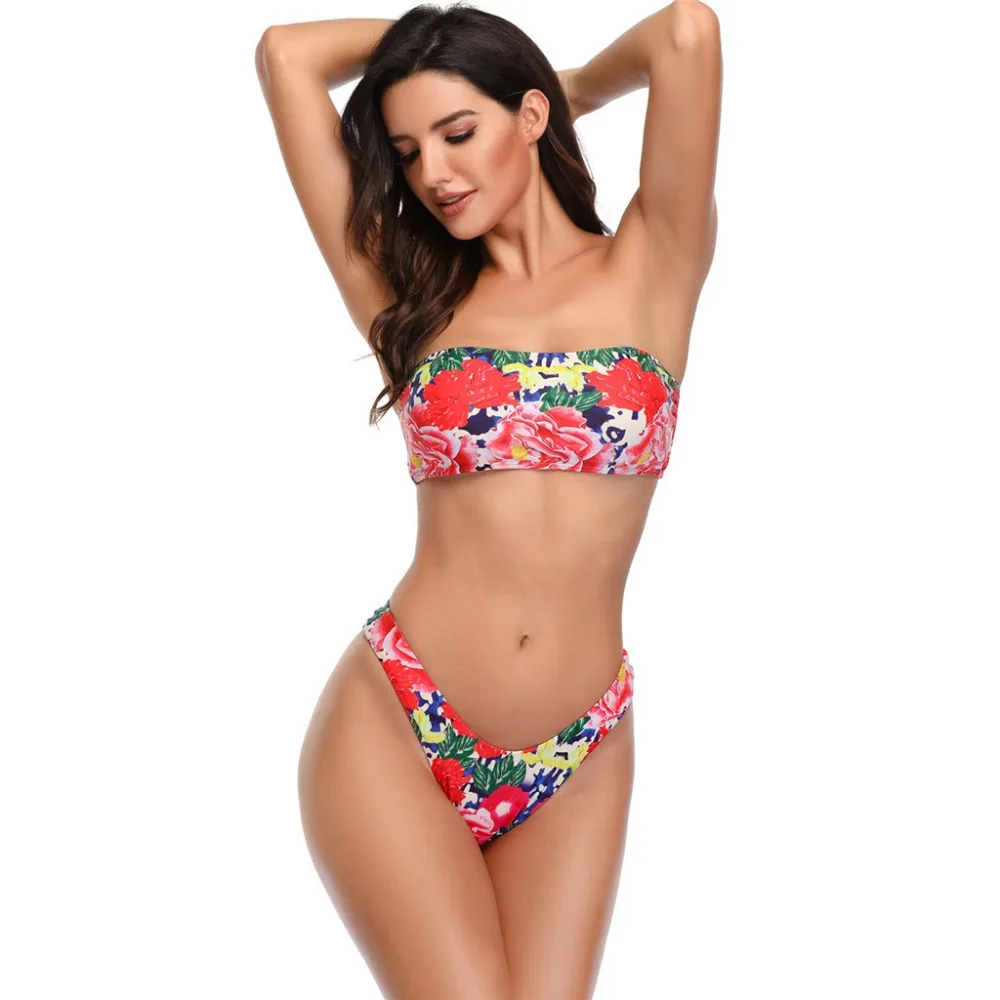2019 Woman wrapped breast print split sexy bikini set seaside swimming suit push up summer bikinis mujer brasile  40M24 (6)