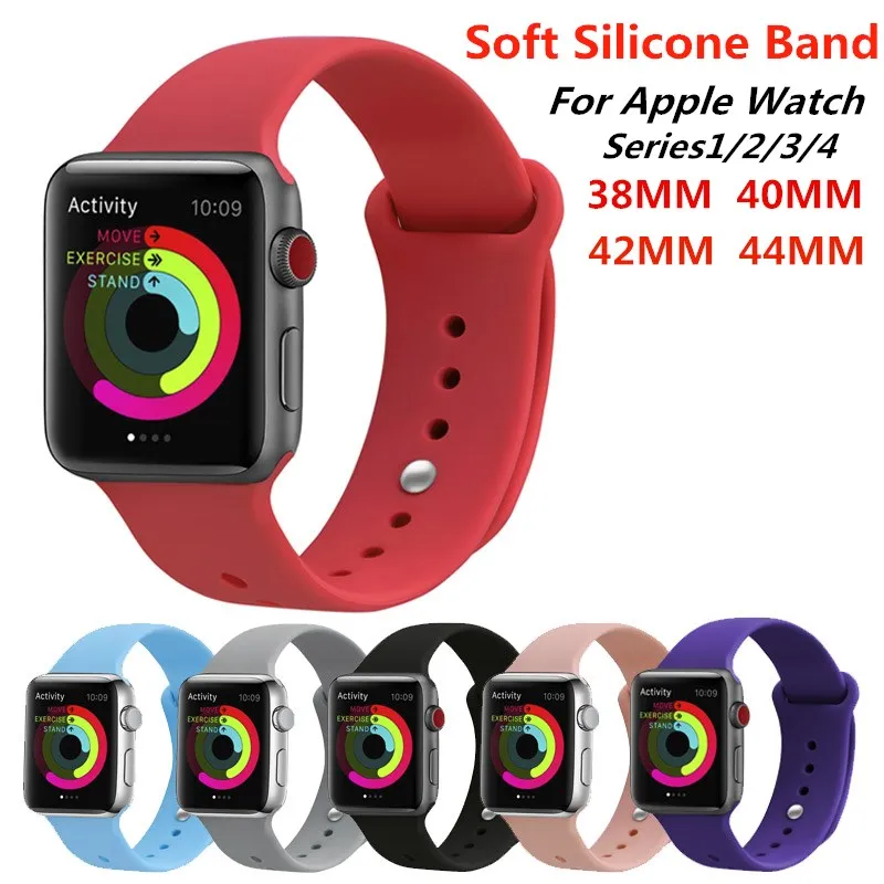 

Soft Silicone Watch Band for Apple Watch 38mm 42mm Replacement Bracelet Wrist Bands Watchband for iWatch Strap Series 1 2 3