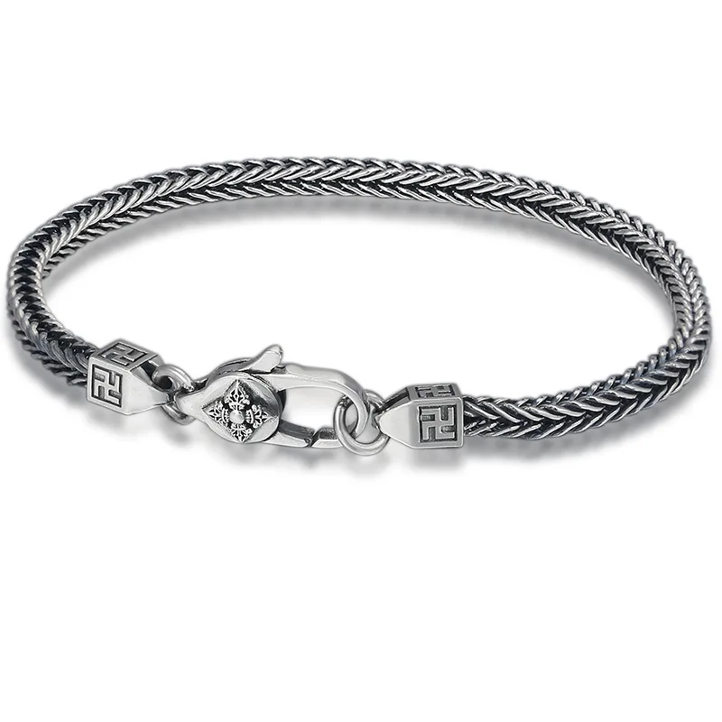

New 925 Sterling Silver Punk hot popular bracelets For Man Hip pop/Rock
