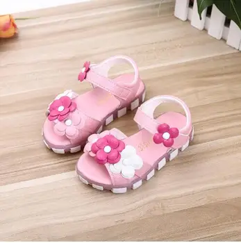 

2019 Children Shoes Summer PU Leather Flower Children Sandals First Walkers Princess Girls Antiskid Shoes size 21-30