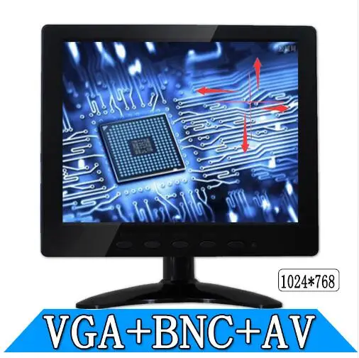 Бесплатная доставка 8 дюйм(ов) промышленных ЖК-дисплей компьютерных мониторов VGA AV BNC HD 1024x768