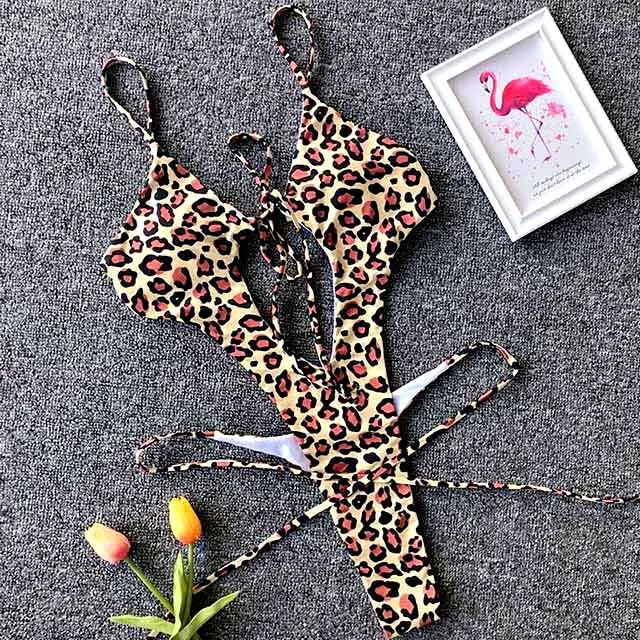B128Leopard Новинка, бандажный купальник с высокой посадкой, женские стринги, слитный купальник, Женская Стринги, сексуальный купальник, монокини, Леопардовый боди - Цвет: B128Leopard