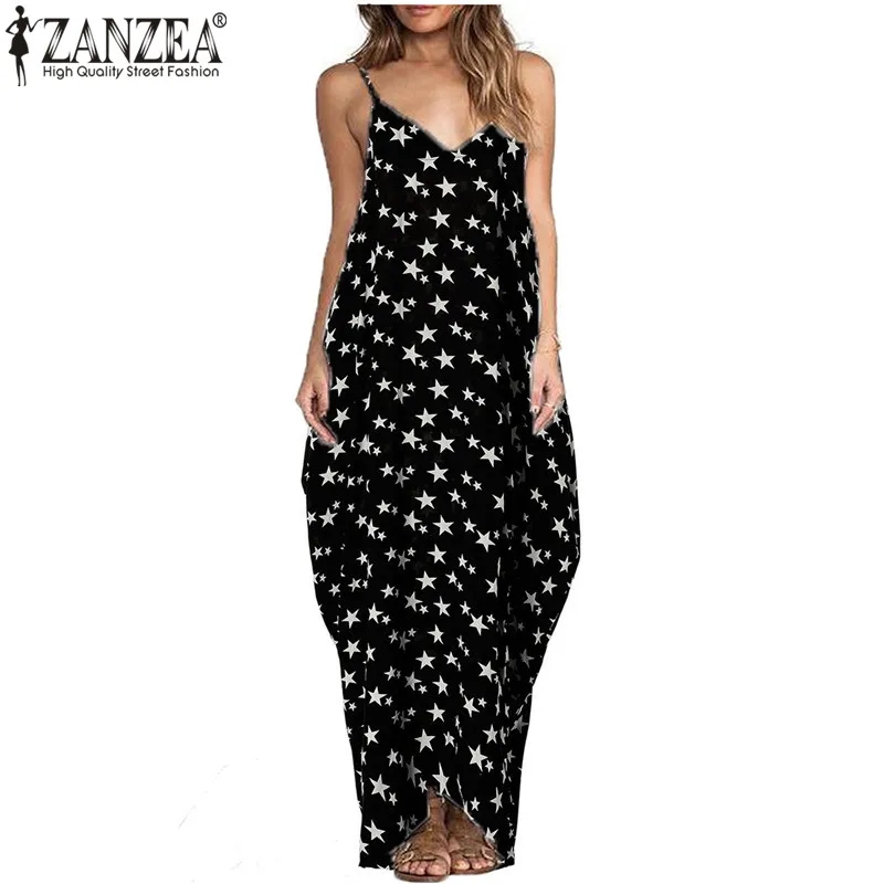 Casual V Collar Floral Printed Loose Maxi Dress