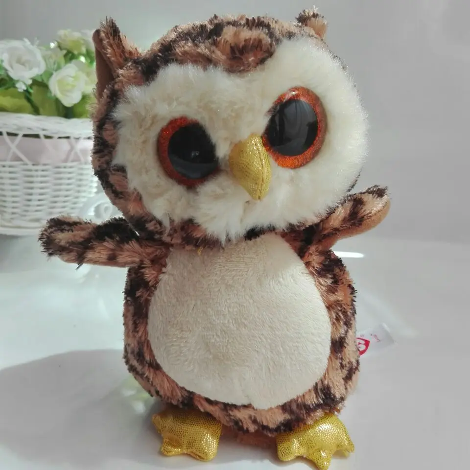 WISE owl TY BEANIE BOOS 15CM 6" BIG EYE Plush Toys Stuffed animals KIDS