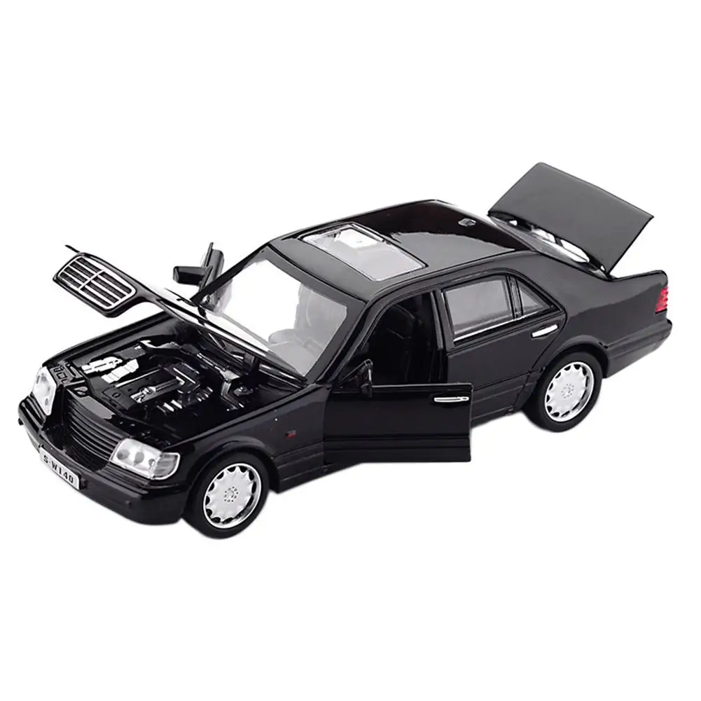 1:32 Mercedes-Benz S-W140 модель автомобиля из сплава звуковой светильник вытяжной игрушечный автомобиль подарки для детей