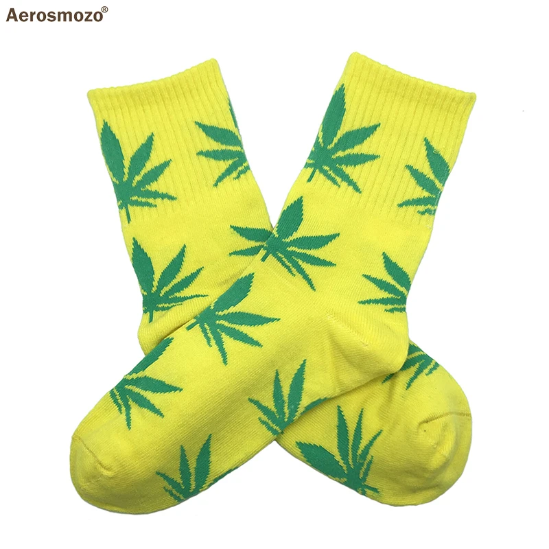 

New Arrival Hemp Leaf Socks Skateboard Maple Leaf Socks for Men Street Fashion Man Cotton Skate Sock