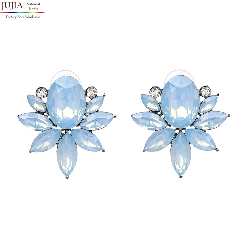 

JUJIA 8 colors Factory Price Wholesale full crystal New statement water drop fashion crystal Drop Earrings for women