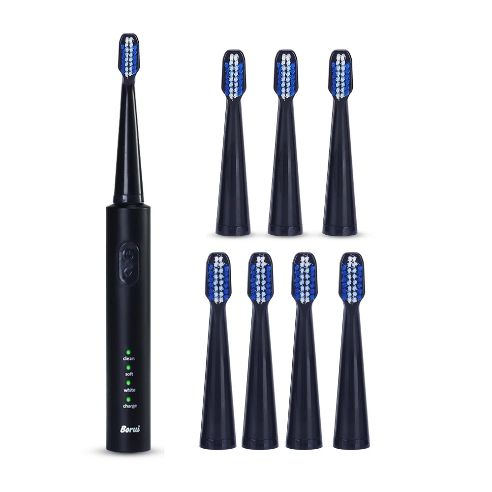 

USB Wireless Sonic Electric Toothbrush Rechargeable 3 Modes Adult Ultrasonic Tooth Brush With 8 Replacement Brush Heads Timer