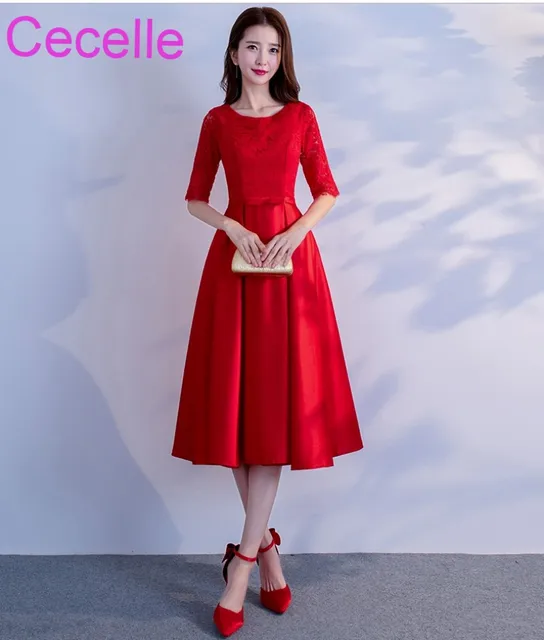 Vintage Red Tea Length Dress