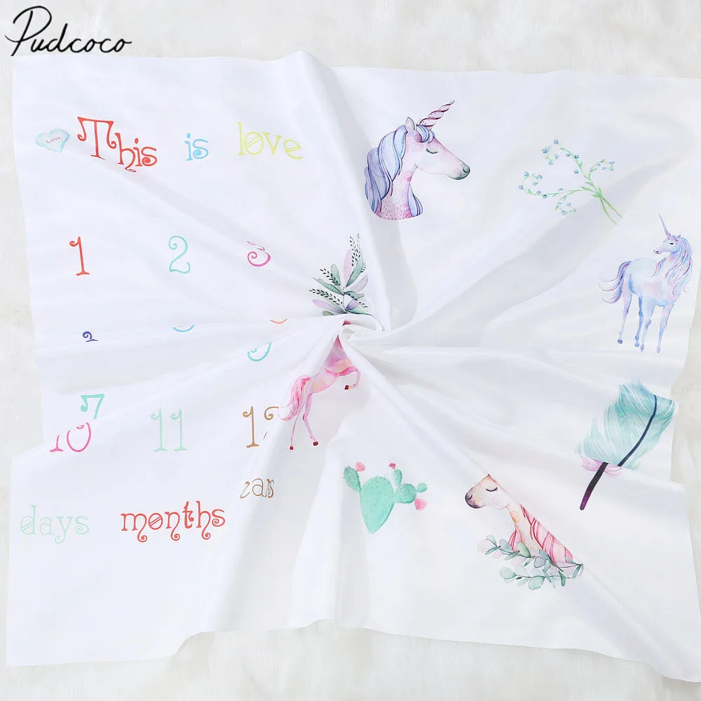 

2018 Brand New Newborn Toddler Infant Cartoon Baby Number Unicorn Blanket for Photography Photo Prop Shoots 100*100cm Props