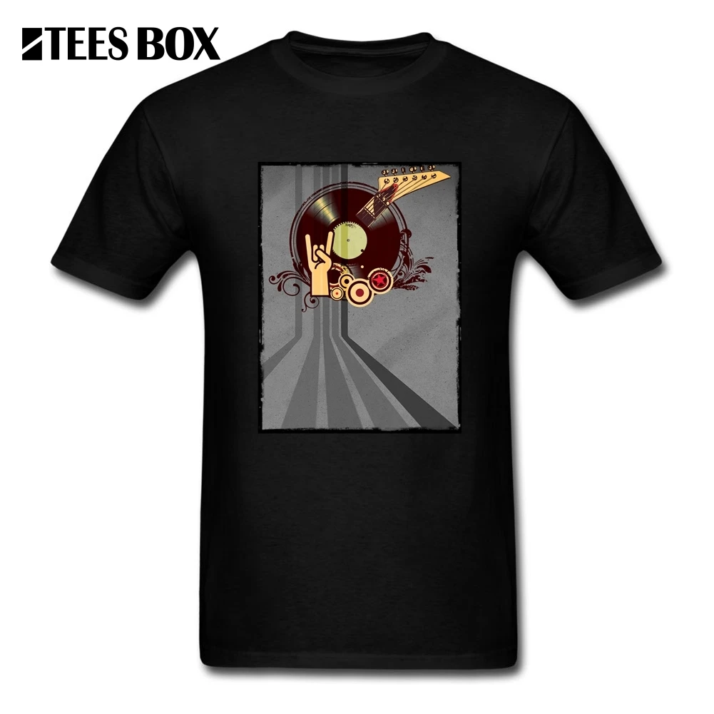Casual T Shirts 3XL Rock Music Vinyl Record Collage Men's Crewneck Tees Short Sleeve Shirt