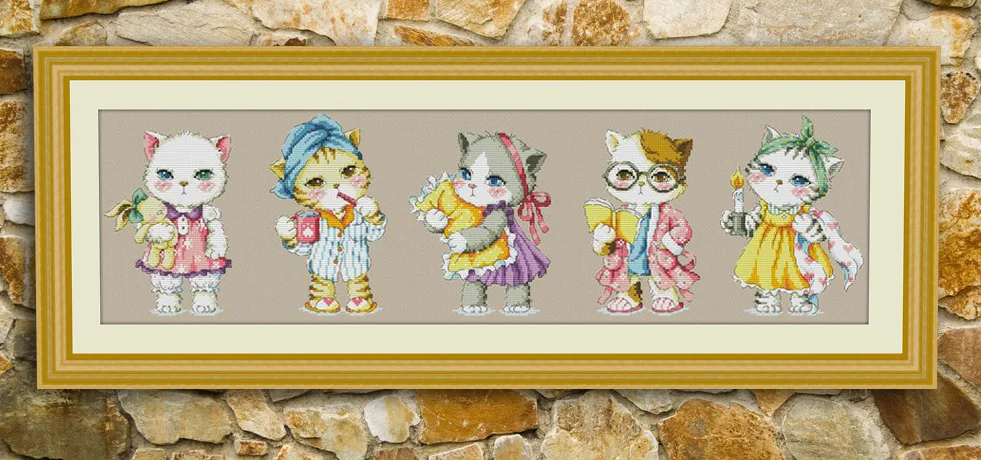 cs-2620 Cross Stitch Kit Good Night Kitty Kitties Five Kitten Cat Cats SO