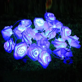 

Rose Flower Fairy String Light 2M 20LED Christmas Outdoor Lighting For Wedding Party Decoration Battery Operated