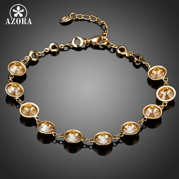 

AZORA Gold Color 10pcs Round Gold Color Stellux Austrian Crystal Bracelet TS0057