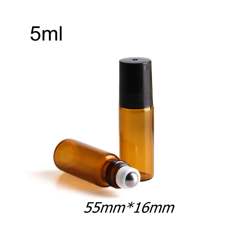 Rolo de Vidro Fino na Garrafa Frascos de Óleo Essencial com Rolo Bola de Vidro Lote 2ml 3ml 5ml 10ml Âmbar Amostra Teste Metal 50 Pçs - 1ml 11 Cheap Garrafas reutilizáveis
