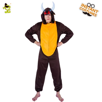 

Unisex Adult Bull Pajamas Cosplay Man Costume Animal Sleepsuit Costume Adult Macho Cattle Men Role Play Party Fancy Jumpsuit