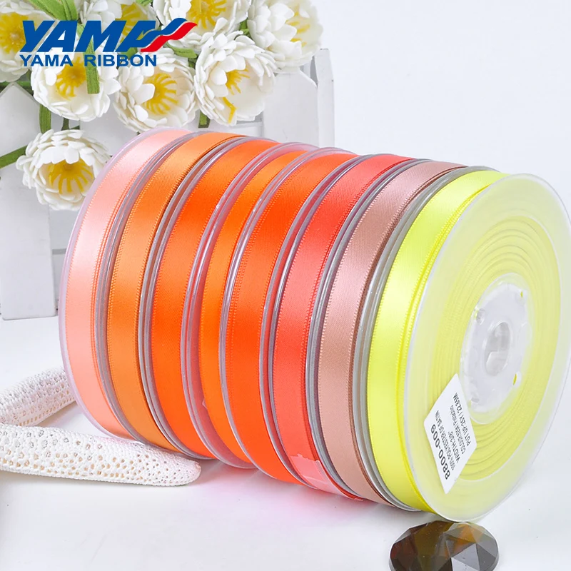 

YAMA 100yards Double Face Satin Gold Ribbon 6 9 13 16 19 22 mm Fabric Yellow for Party Wedding Decoration Handmade Rose Gift