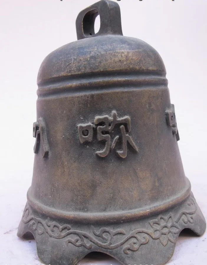 

China Tibet Pure Bronze Hanshan Buddhism Temple Sutra Bell With statue FREE Shipping