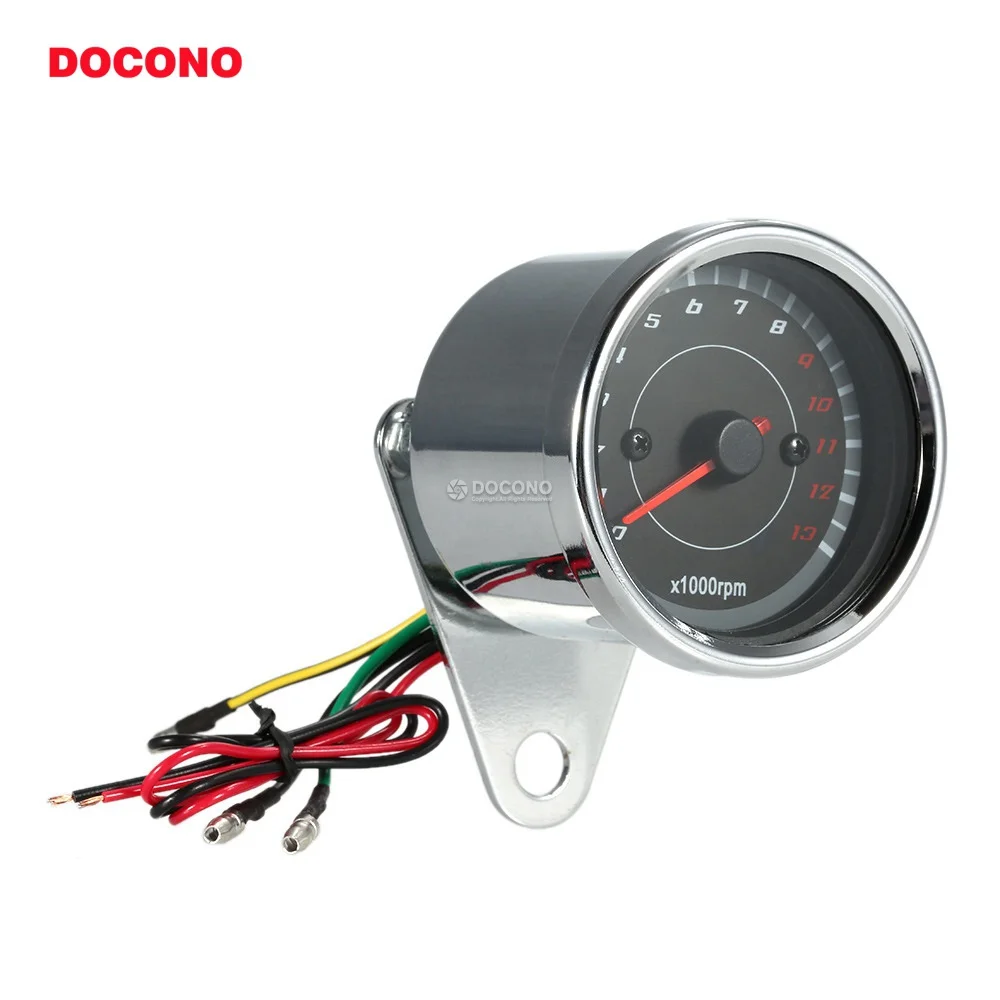 

DOCONO Motorcycle Tachometer Tacho Gauge Speed Mileage with LED Backlight Signal Light 12V Digital Moto Tachometer Display Speed